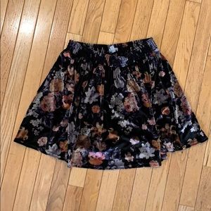 Ecote floral velvet skater skirt